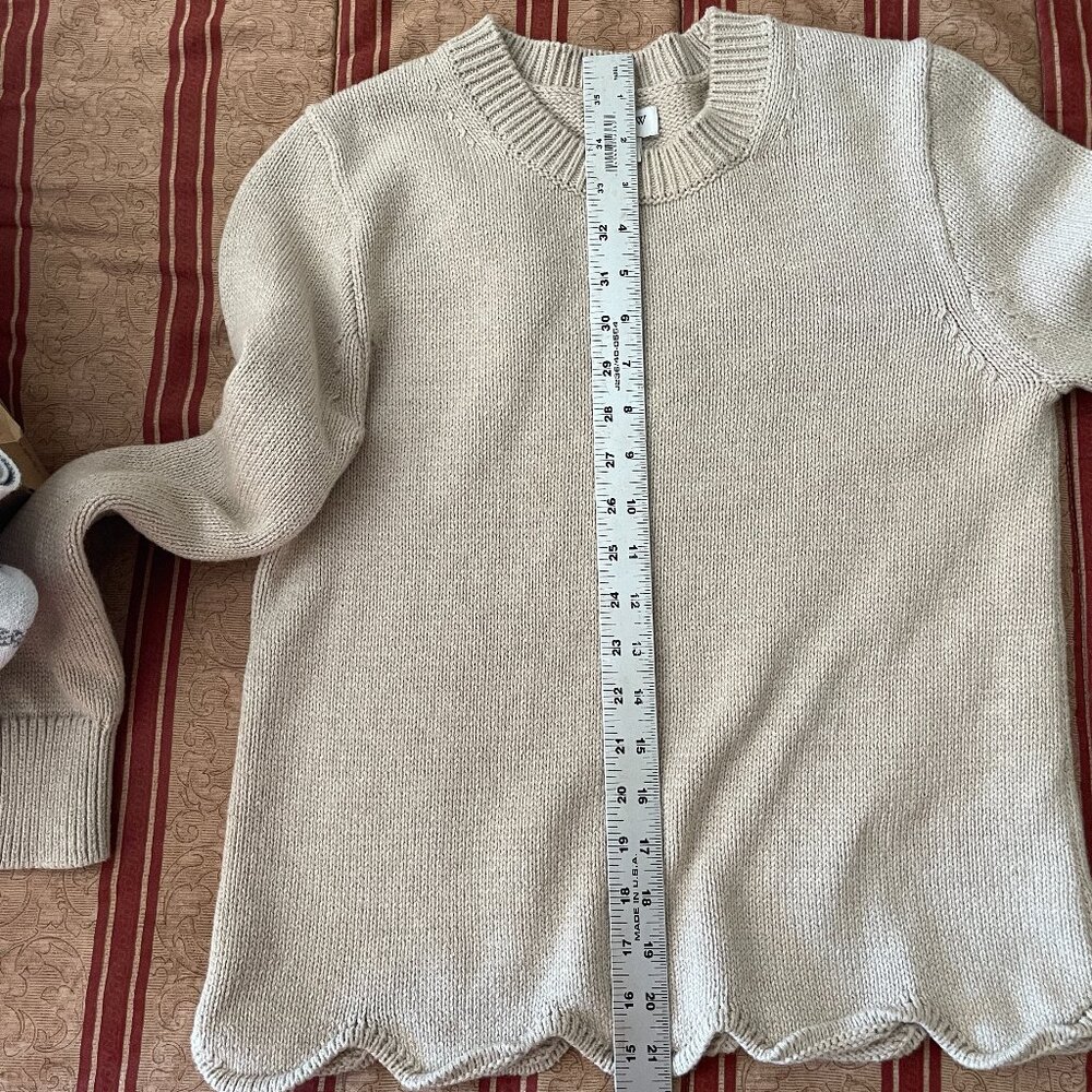 J.Crew Scalloped-Hem Sweater in Tan Size Small - Picture 7 of 9
